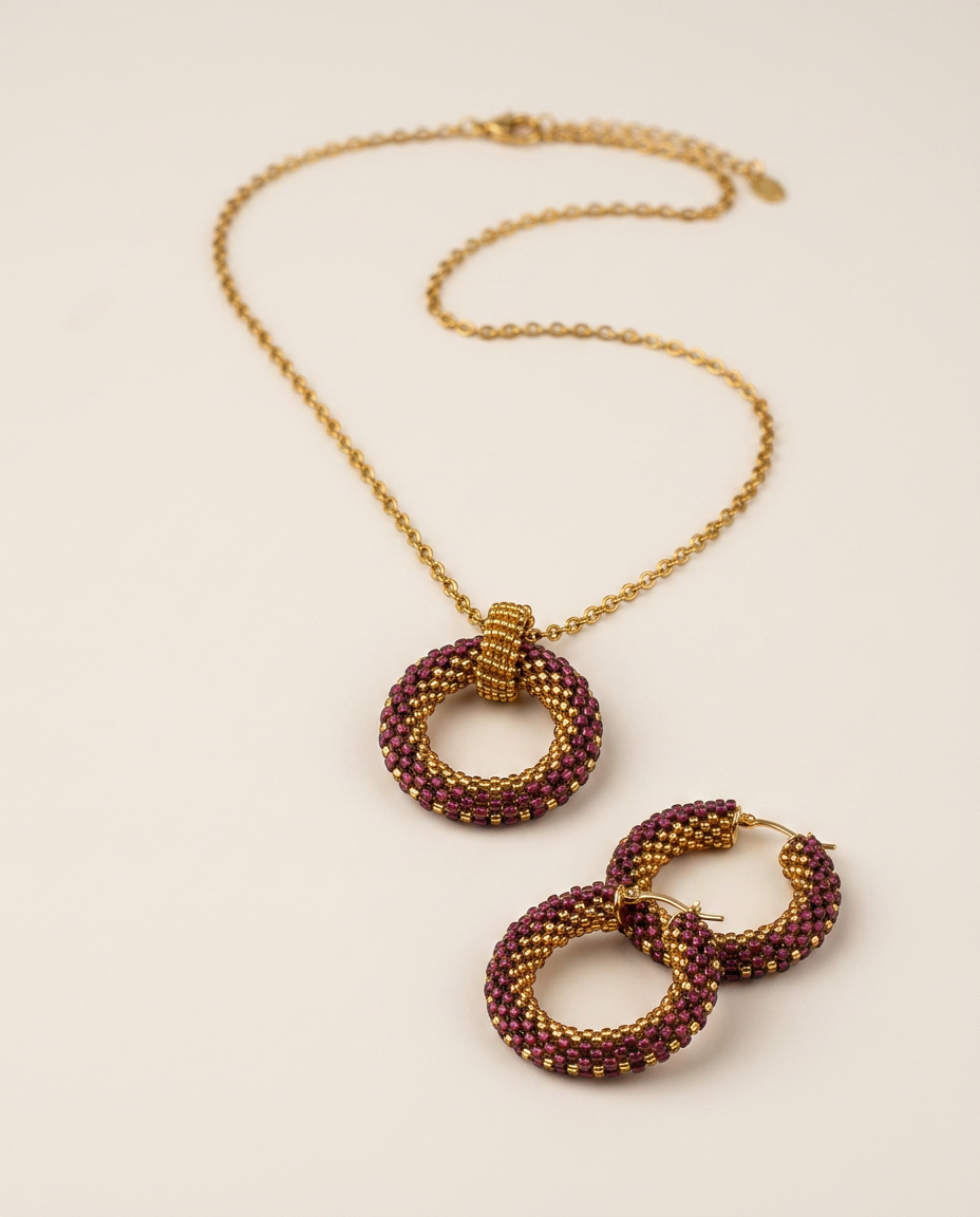 Golden Blush Circle Jewelry Set