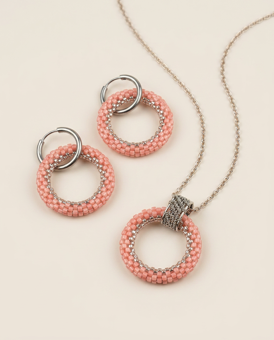 Peach Halo Jewelry Set