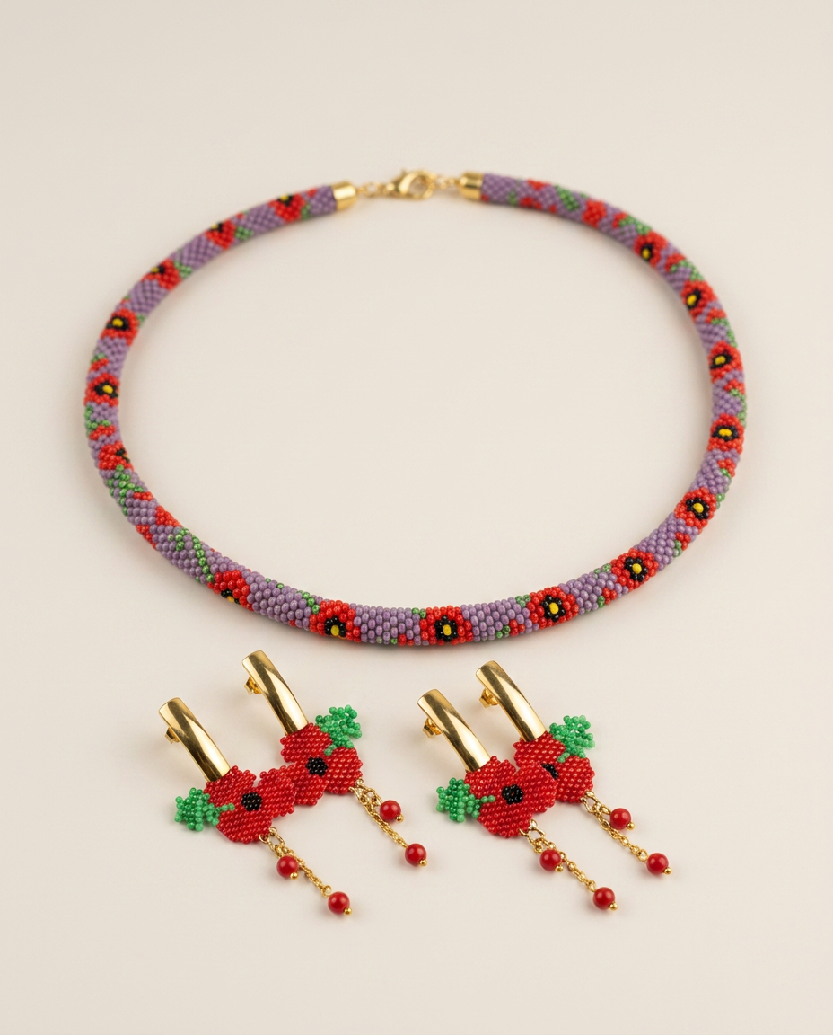 Lavender Poppy Jewelry Set