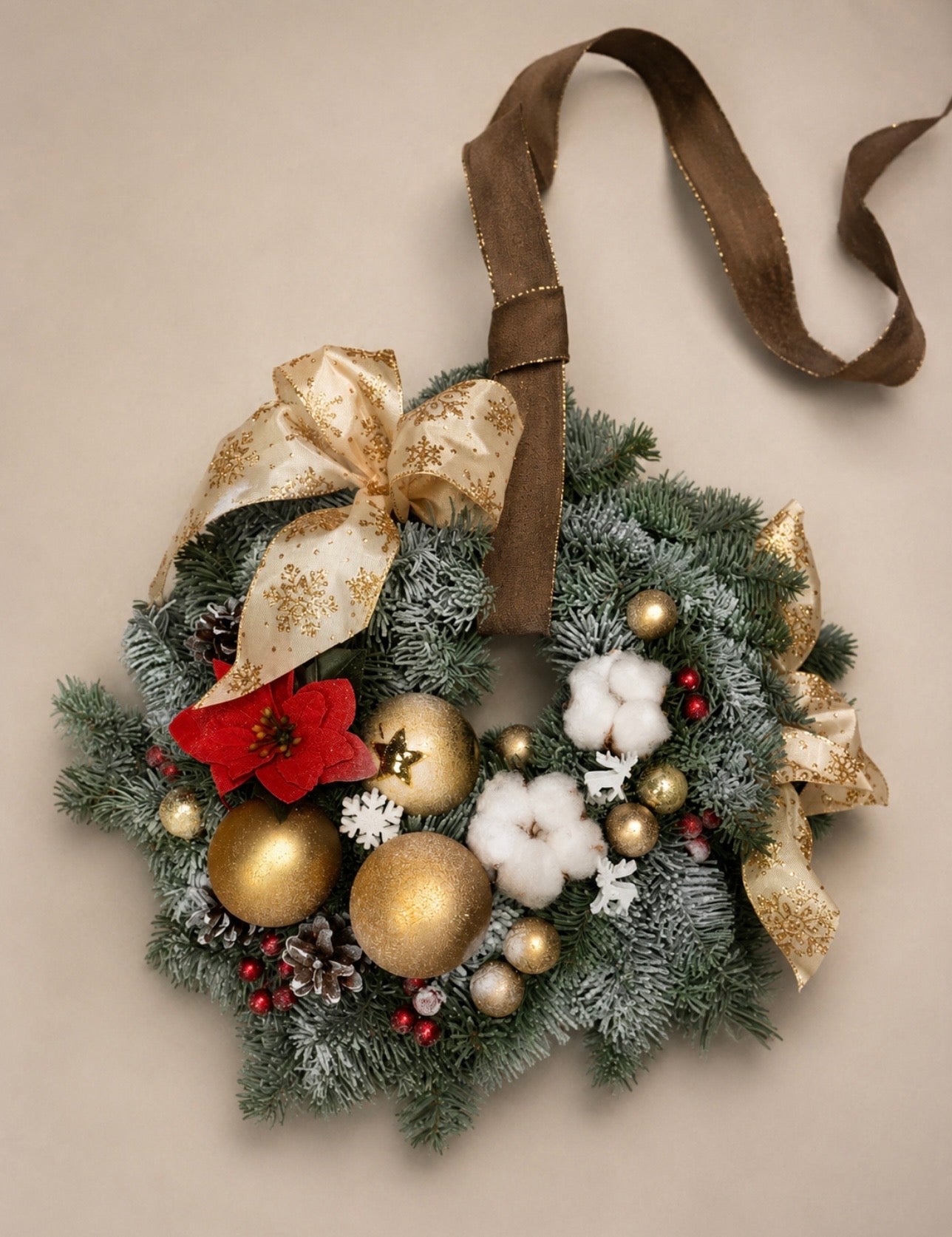 Golden Welcome Door Wreath