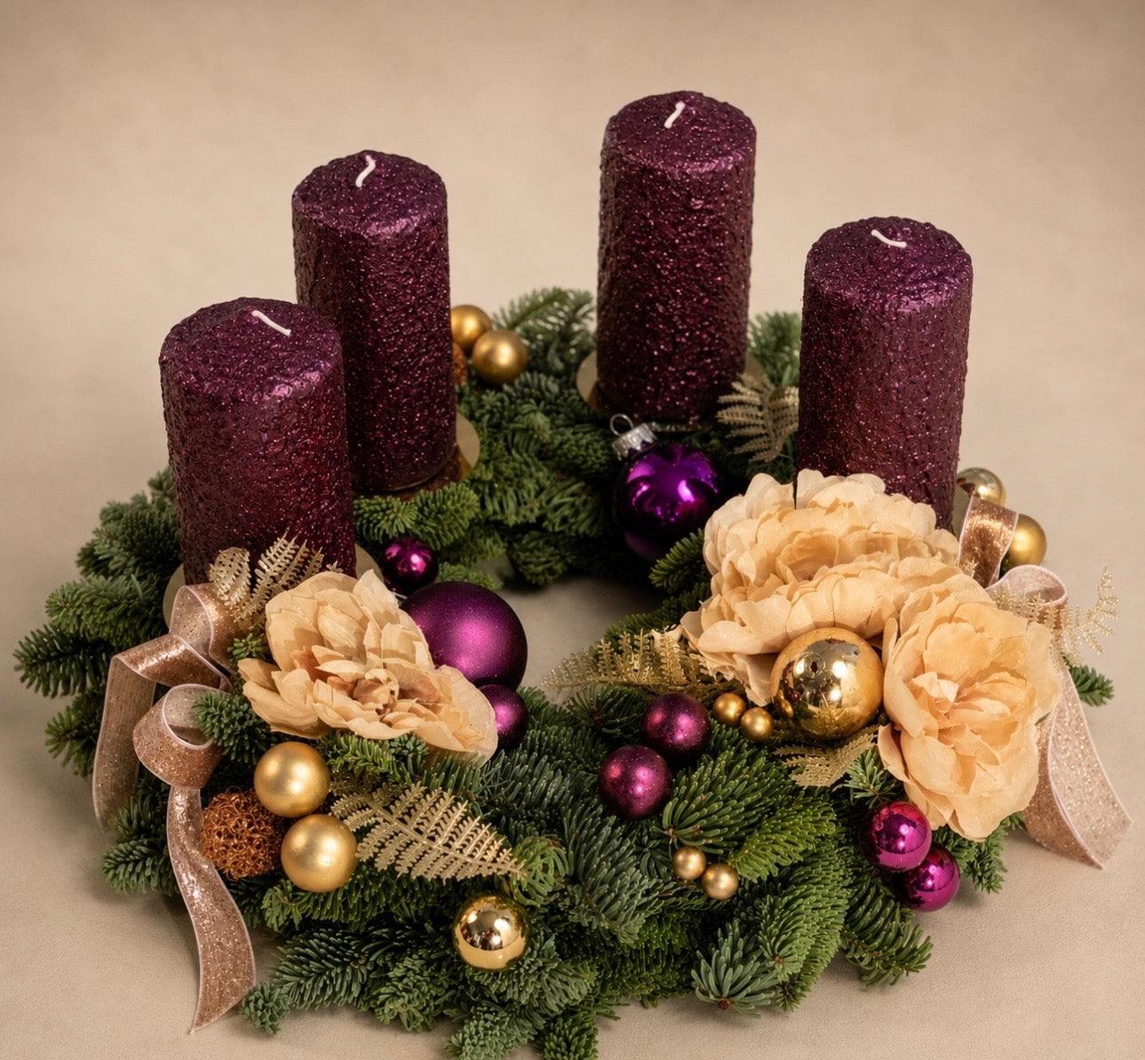 Burgundy Elegance Christmas Wreath