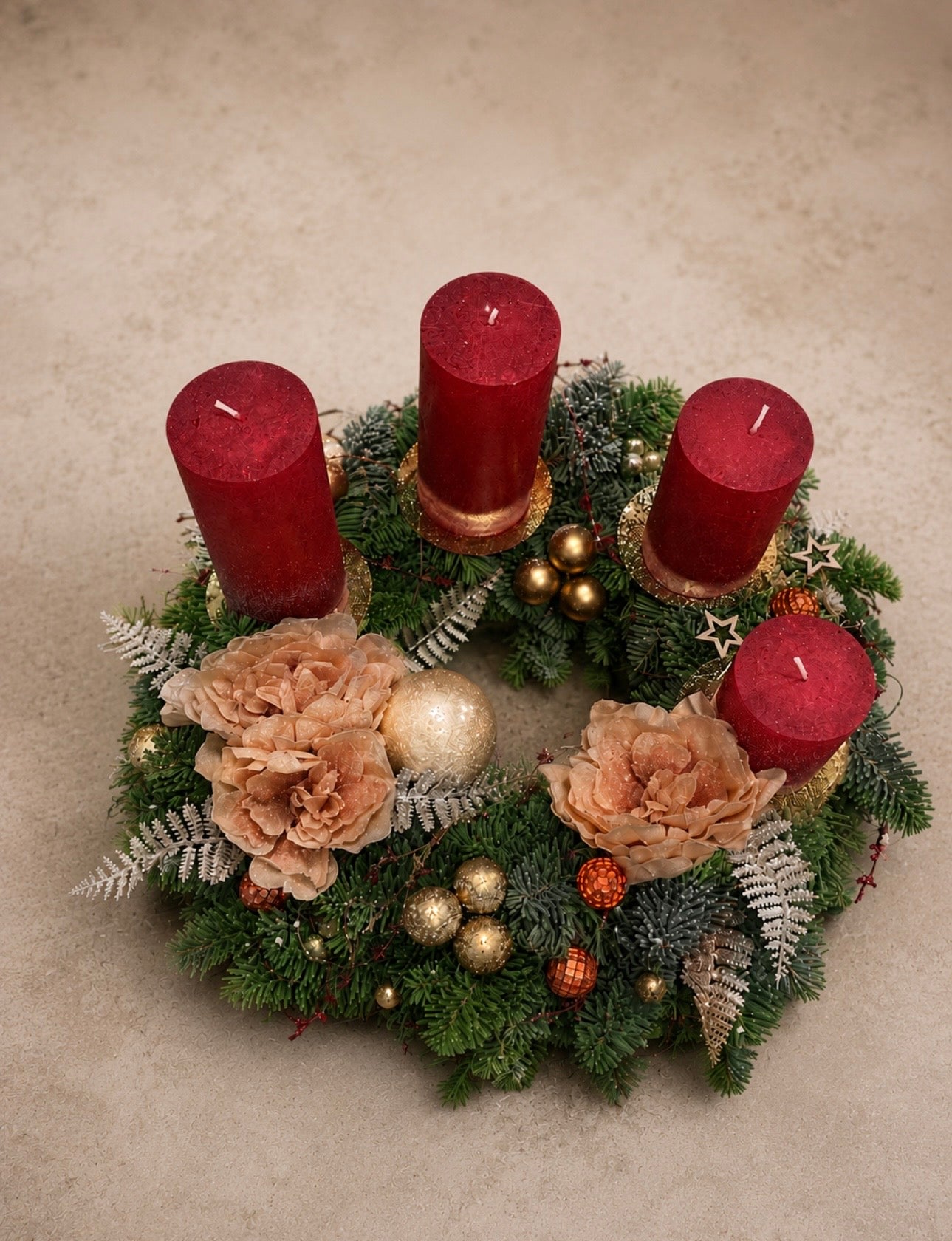 Burgundy&Gold Elegance Wreath