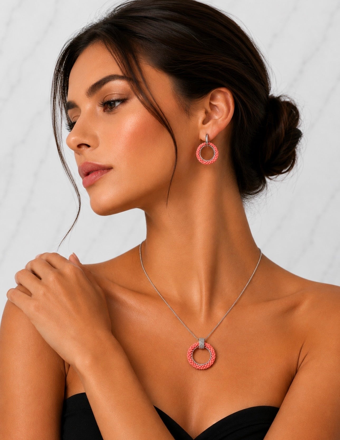 Peach Halo Jewellery Set